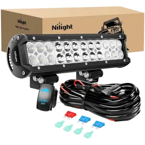 12 Inch 72W Double Row Spot Flood Led Light Bar | 16AWG Wire 5Pin Switch