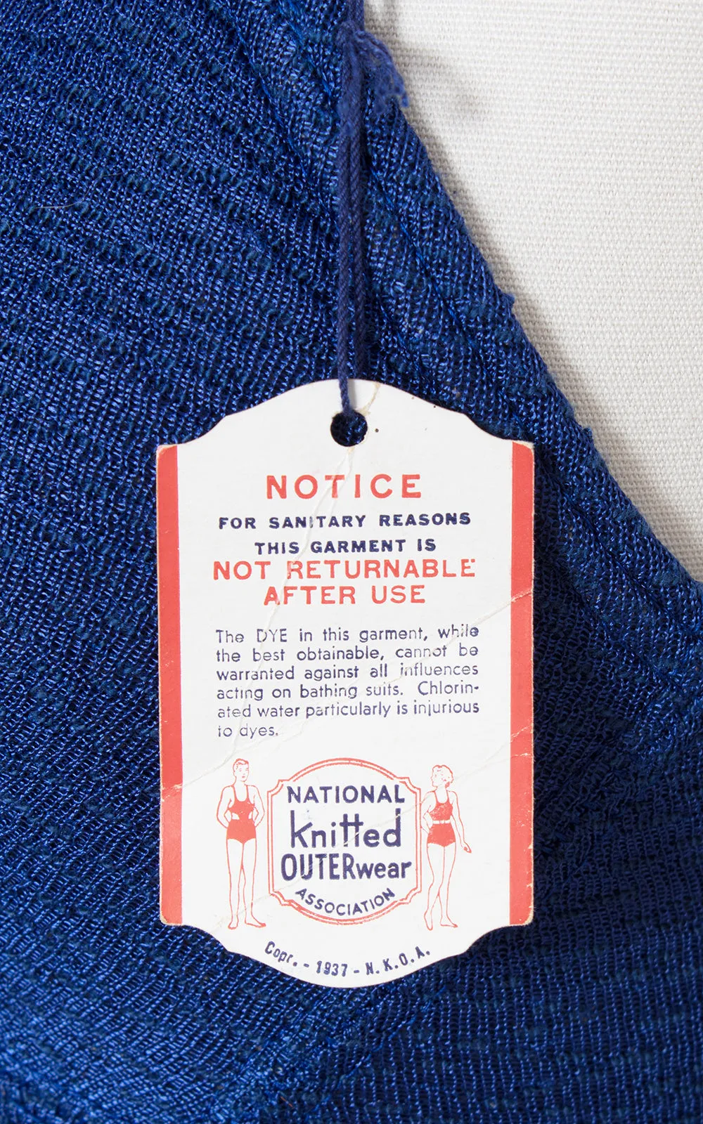 1930s Deadstock Royal Blue Knit Open Back Swimsuit | x-small