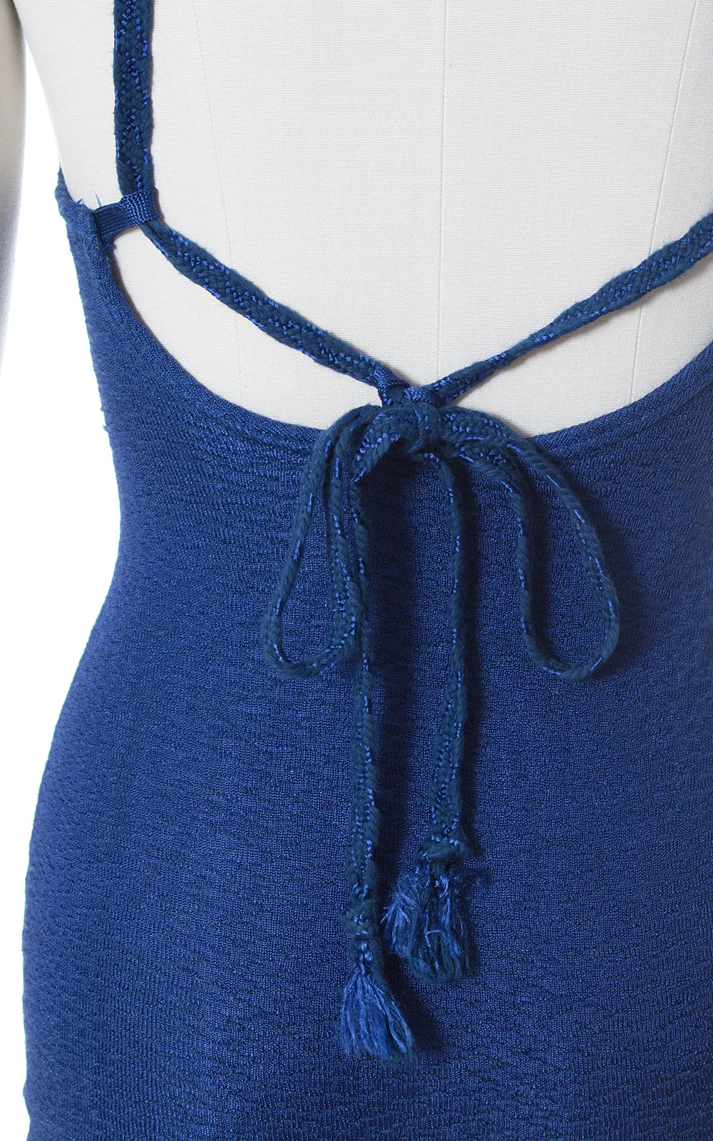1930s Deadstock Royal Blue Knit Open Back Swimsuit | x-small