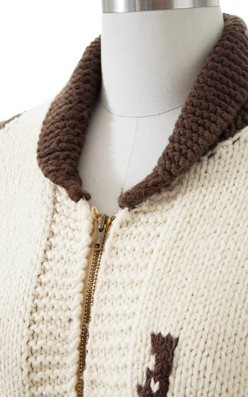 1970s Lucky Horseshoe & Horses Novelty Wool Cowichan Cardigan | medium/large