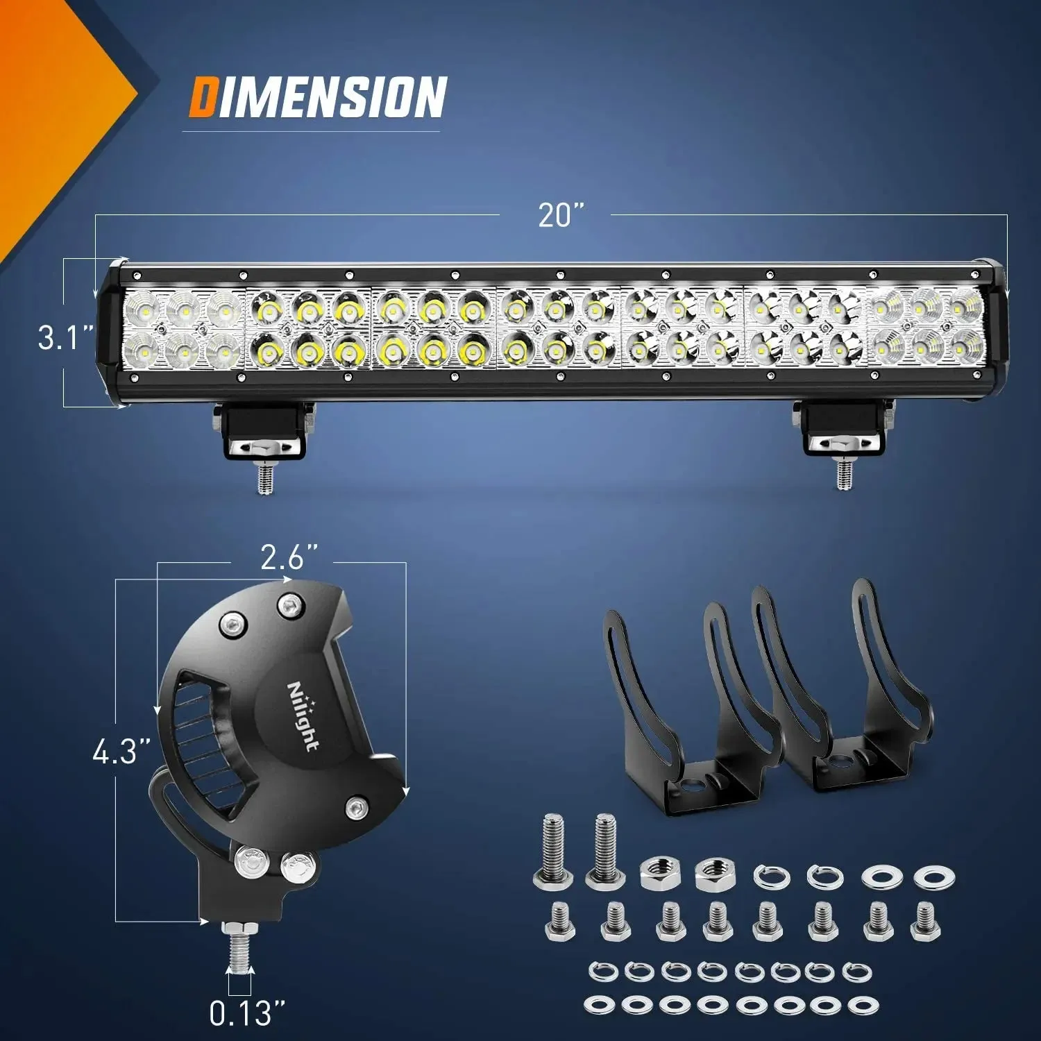 20 Inch 126W Double Row Spot Flood Led Light Bar