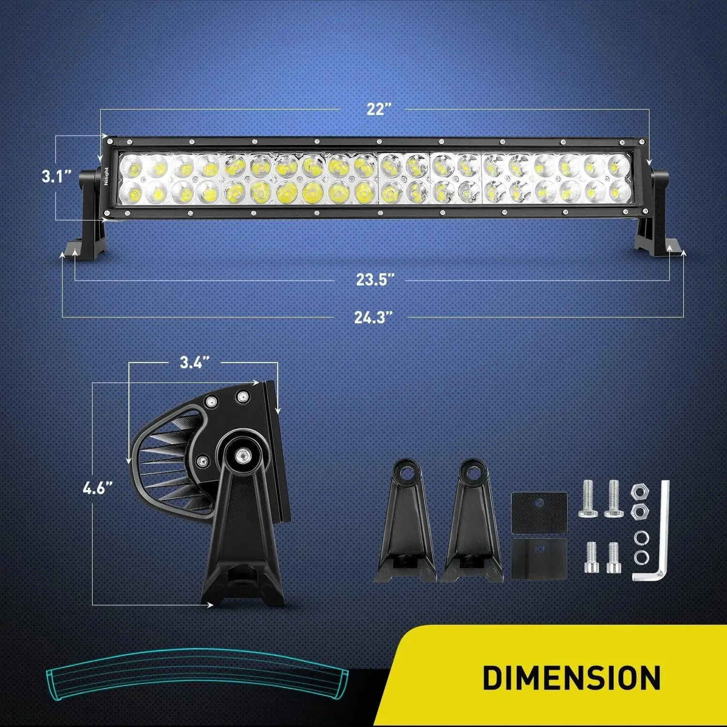 22 Inch 120W Double Row Curved Spot Flood LED Light Bar