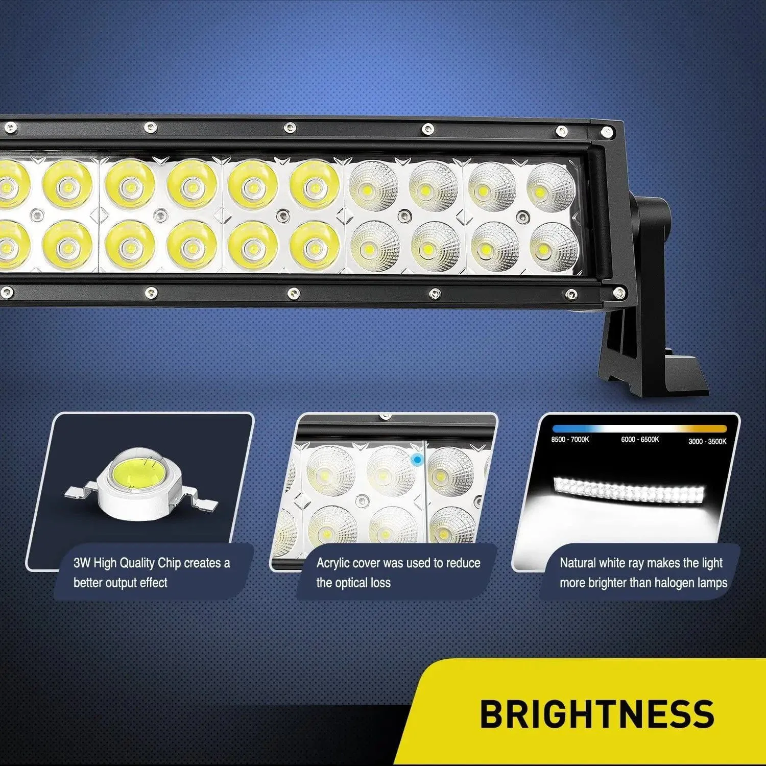 22 Inch 120W Double Row Curved Spot Flood LED Light Bar