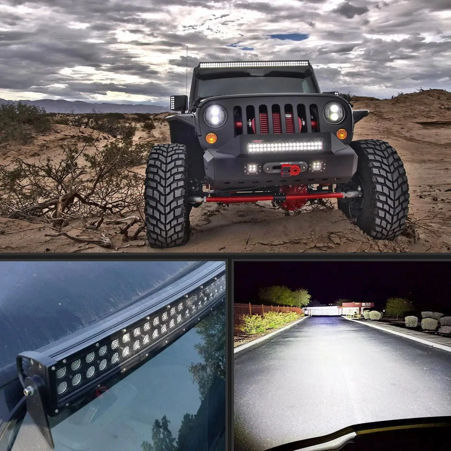 32 Inch 180W Double Row Black Curved Spot Flood LED Light Bar