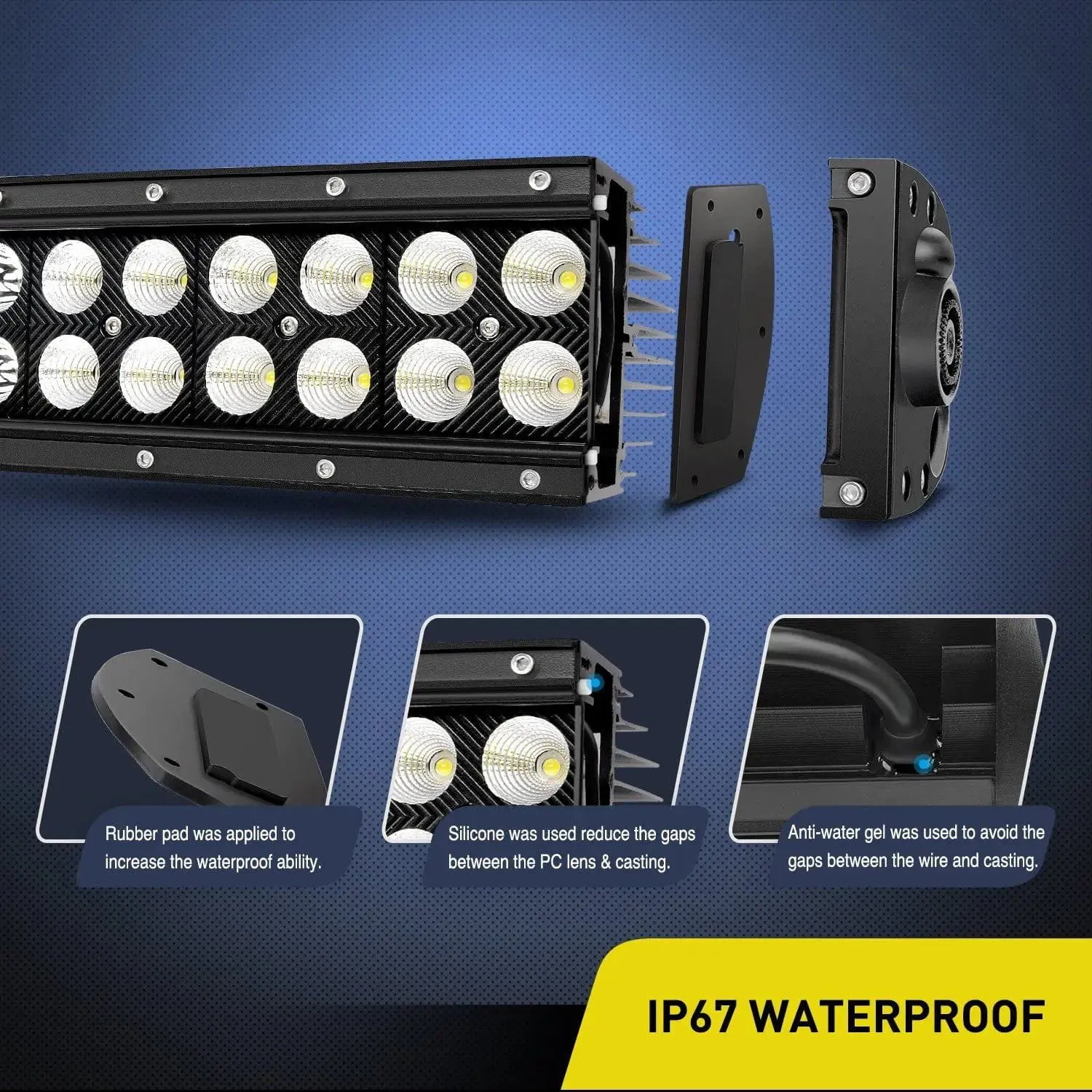 32 Inch 180W Double Row Black Curved Spot Flood LED Light Bar