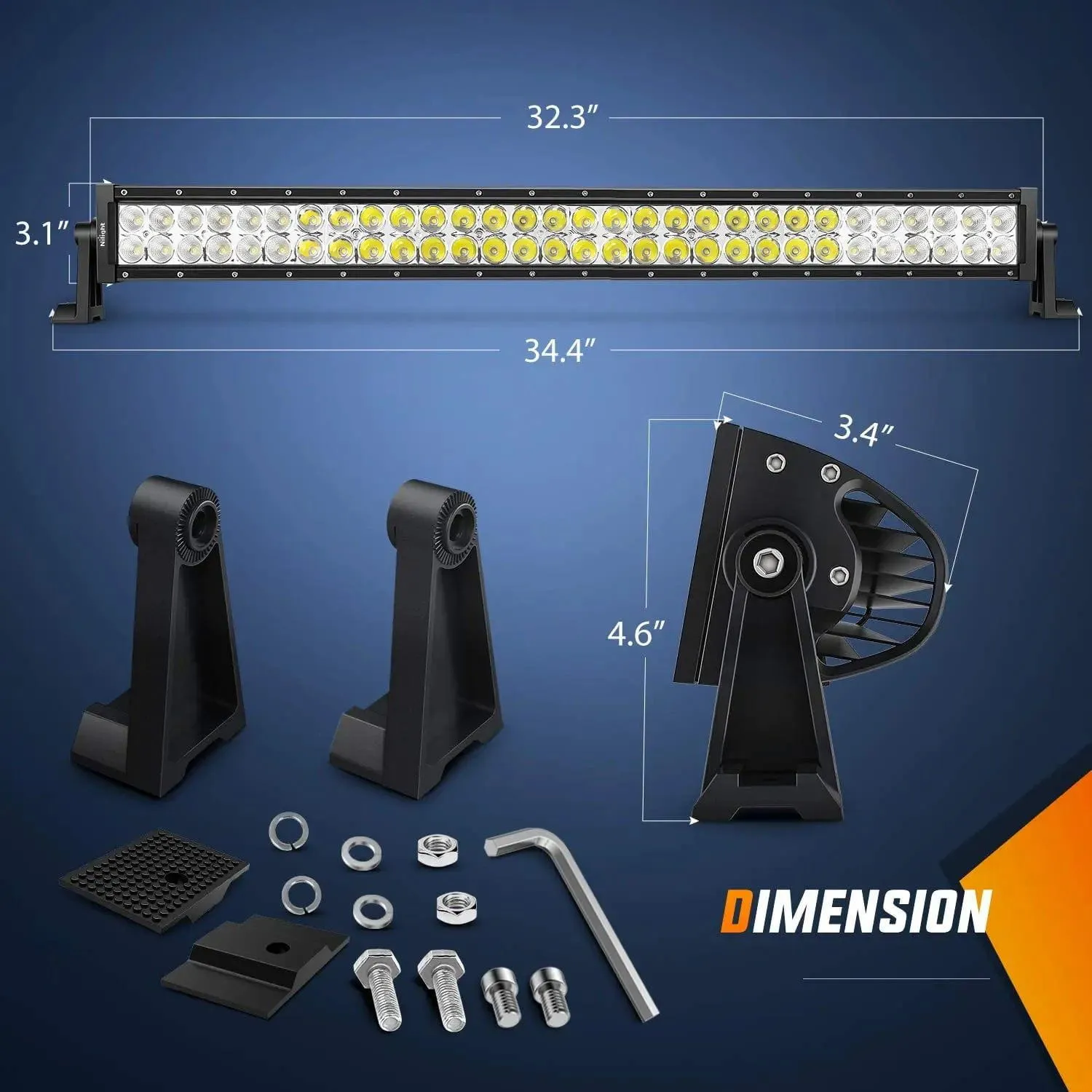 32 Inch 180W Double Row Spot Flood LED Light Bar