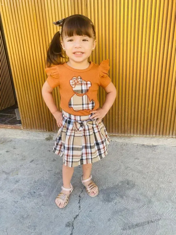 3PCS Newborn Baby Girl Summer Clothes Set Knitted Short Sleeve Romper Bodysuit Tops   Short Skirts with Bow Headband Outfits