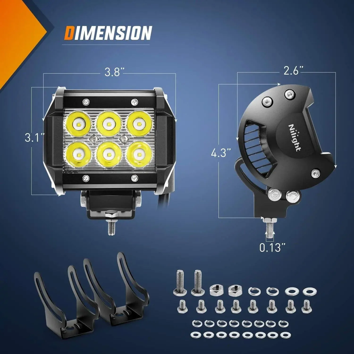 4 Inch 18W 1260LM Double Row Spot LED Pods (2 Pairs)