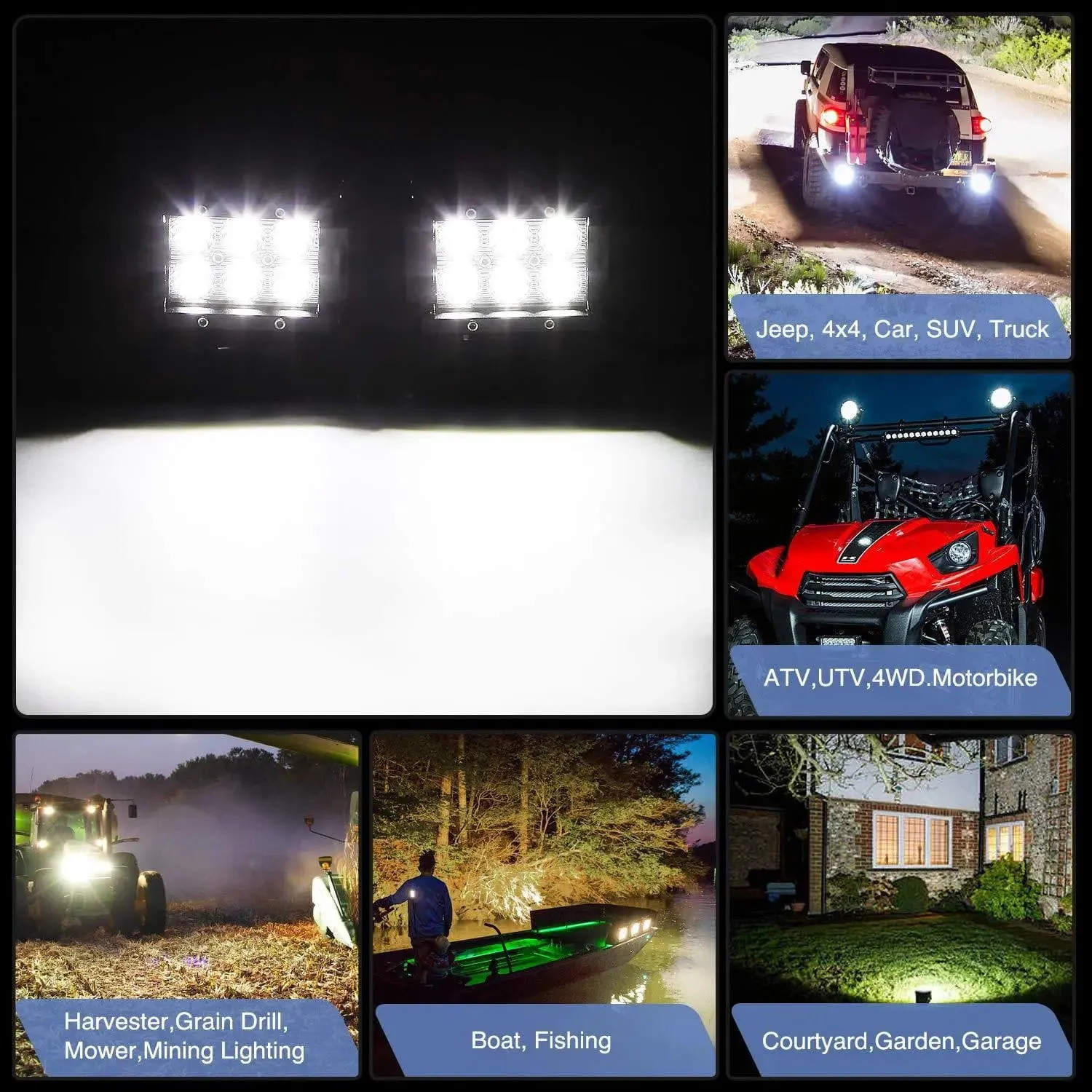 4 Inch 18W 1260LM Double Row Spot LED Pods (2 Pairs)