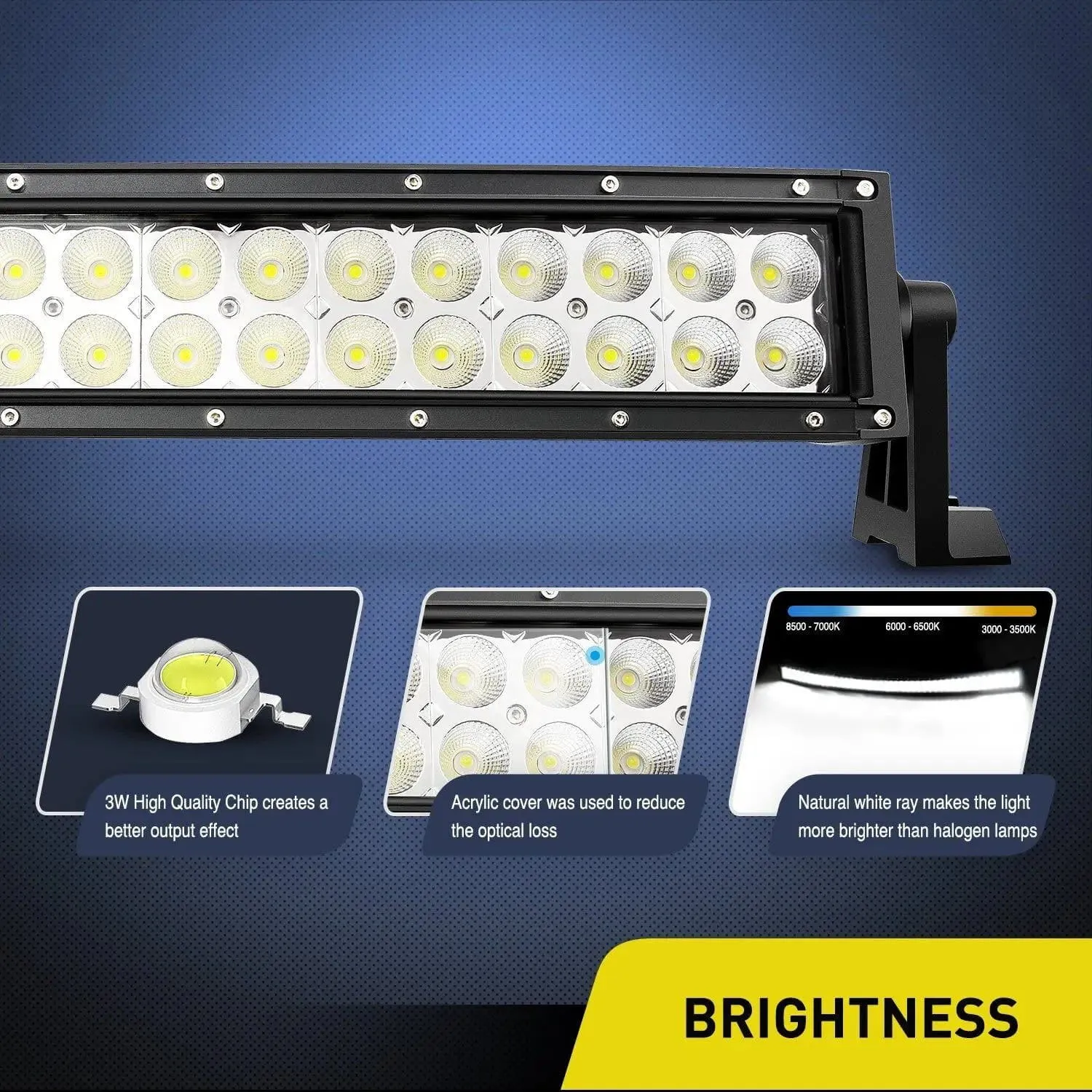 50 Inch 288W Double Row Curved Spot Flood LED Light Bar