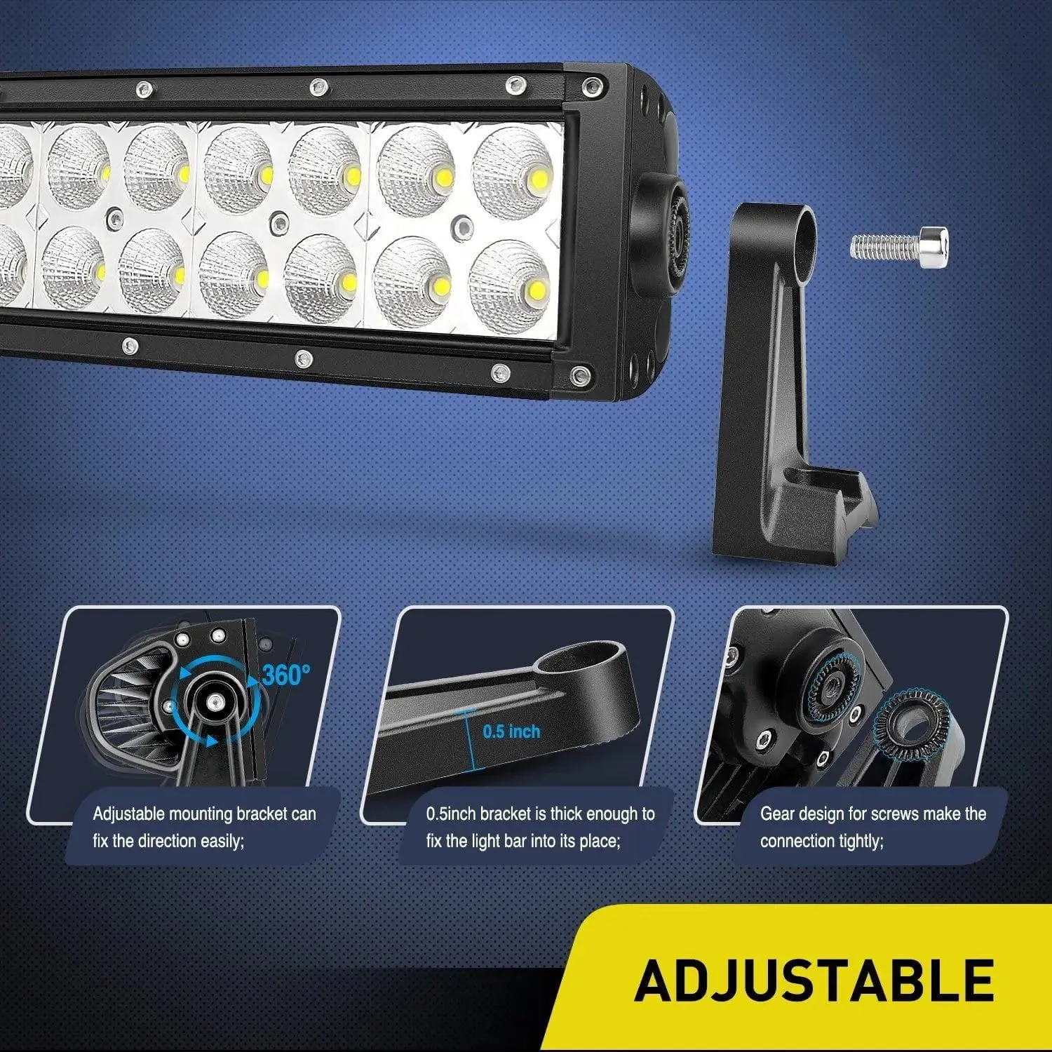 50 Inch 288W Double Row Curved Spot Flood LED Light Bar
