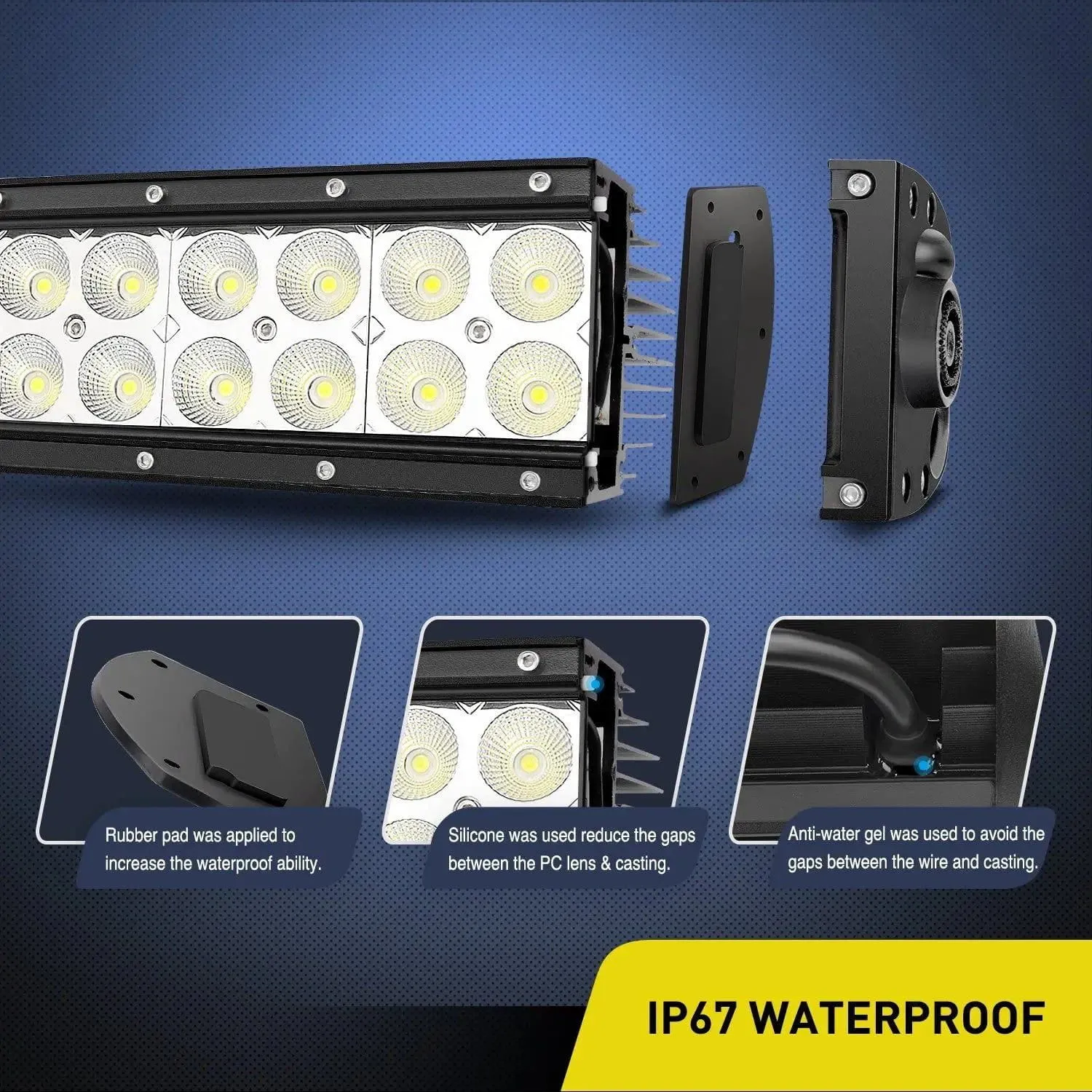 50 Inch 288W Double Row Curved Spot Flood LED Light Bar
