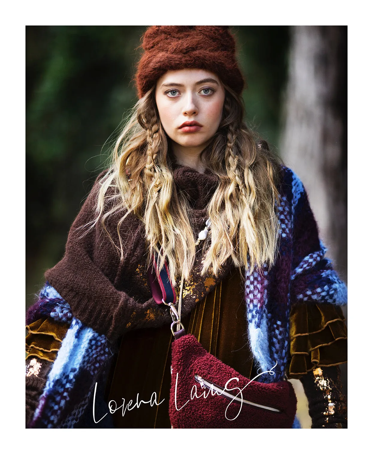 Alpaca capelet / shrug with foil print detail - Mocca