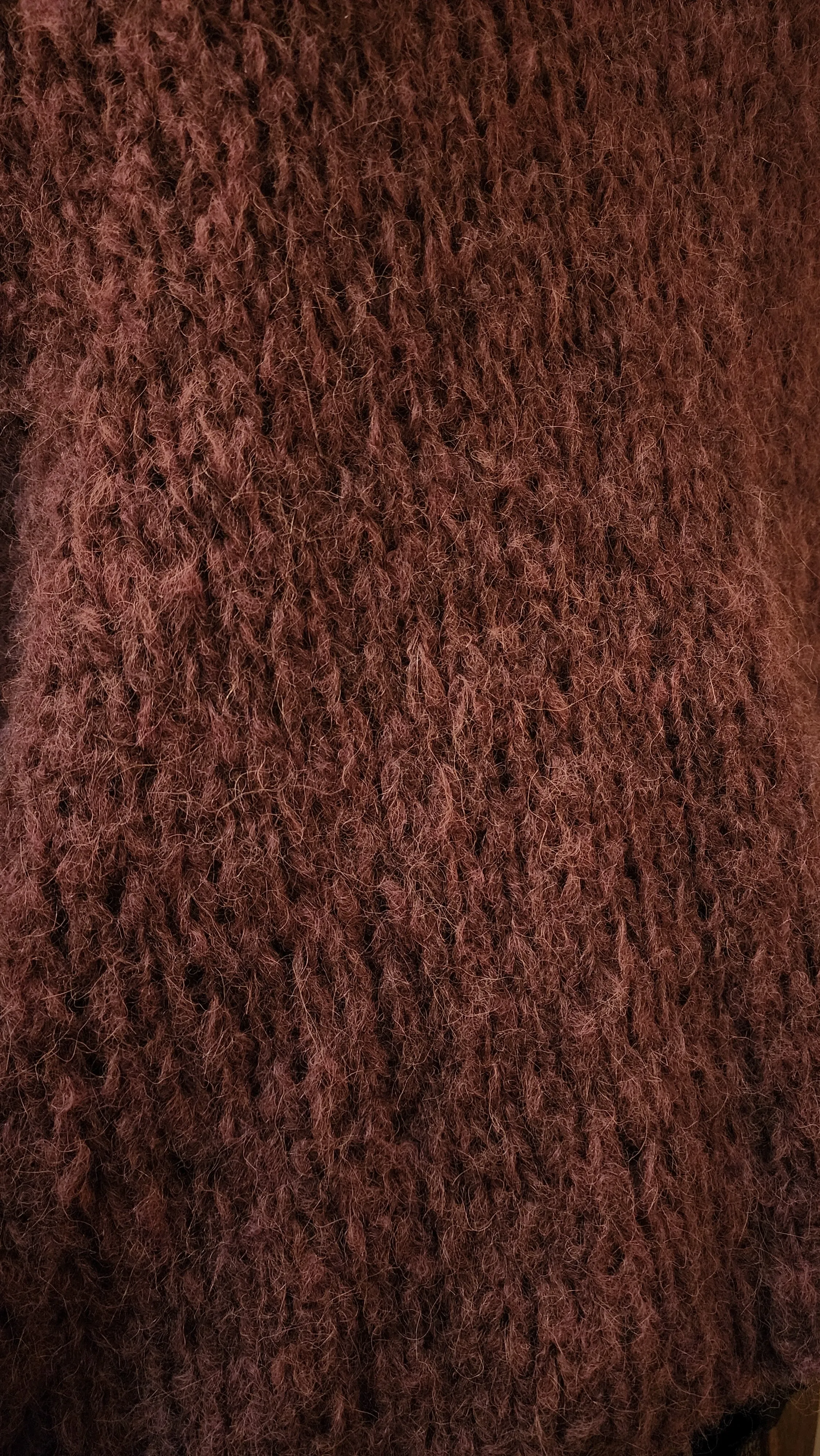 Alpaca hand knit batwing sweater - V neckline raspberry