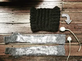 Alpaca long line mittens with foil handprint