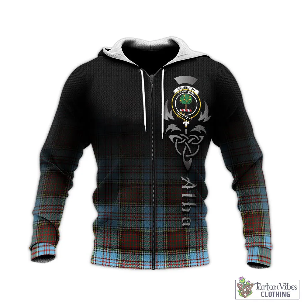 Anderson Ancient Tartan Knitted Hoodie Featuring Alba Gu Brath Family Crest Celtic Inspired