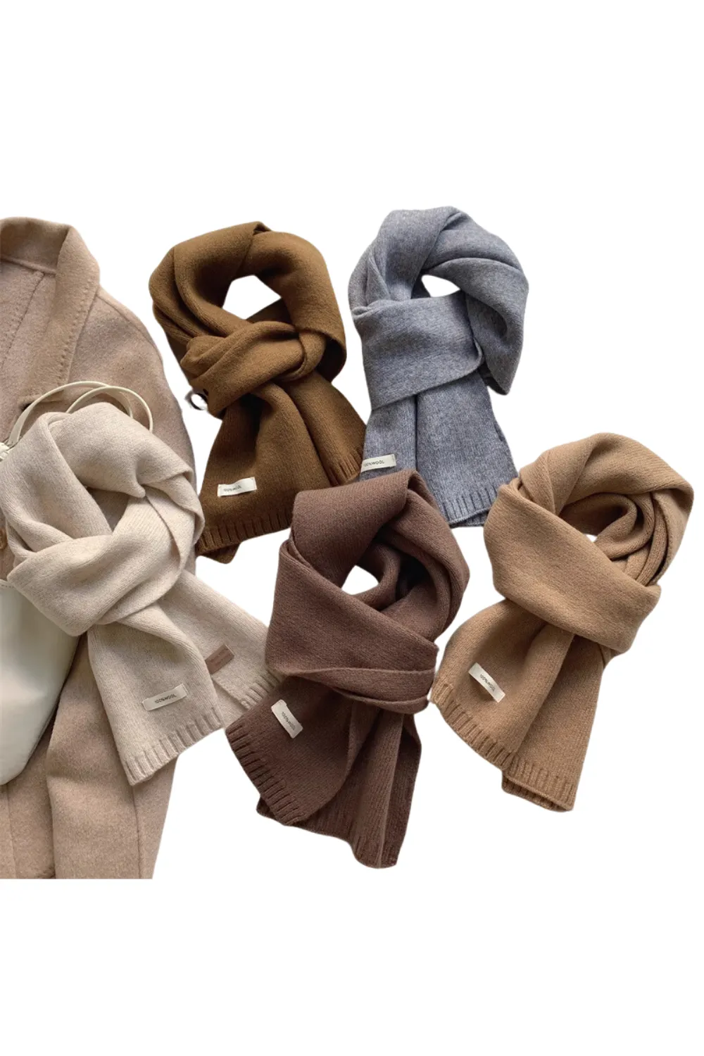 'Bertha' 100% Wool Knitted Scarf (16 Colors)