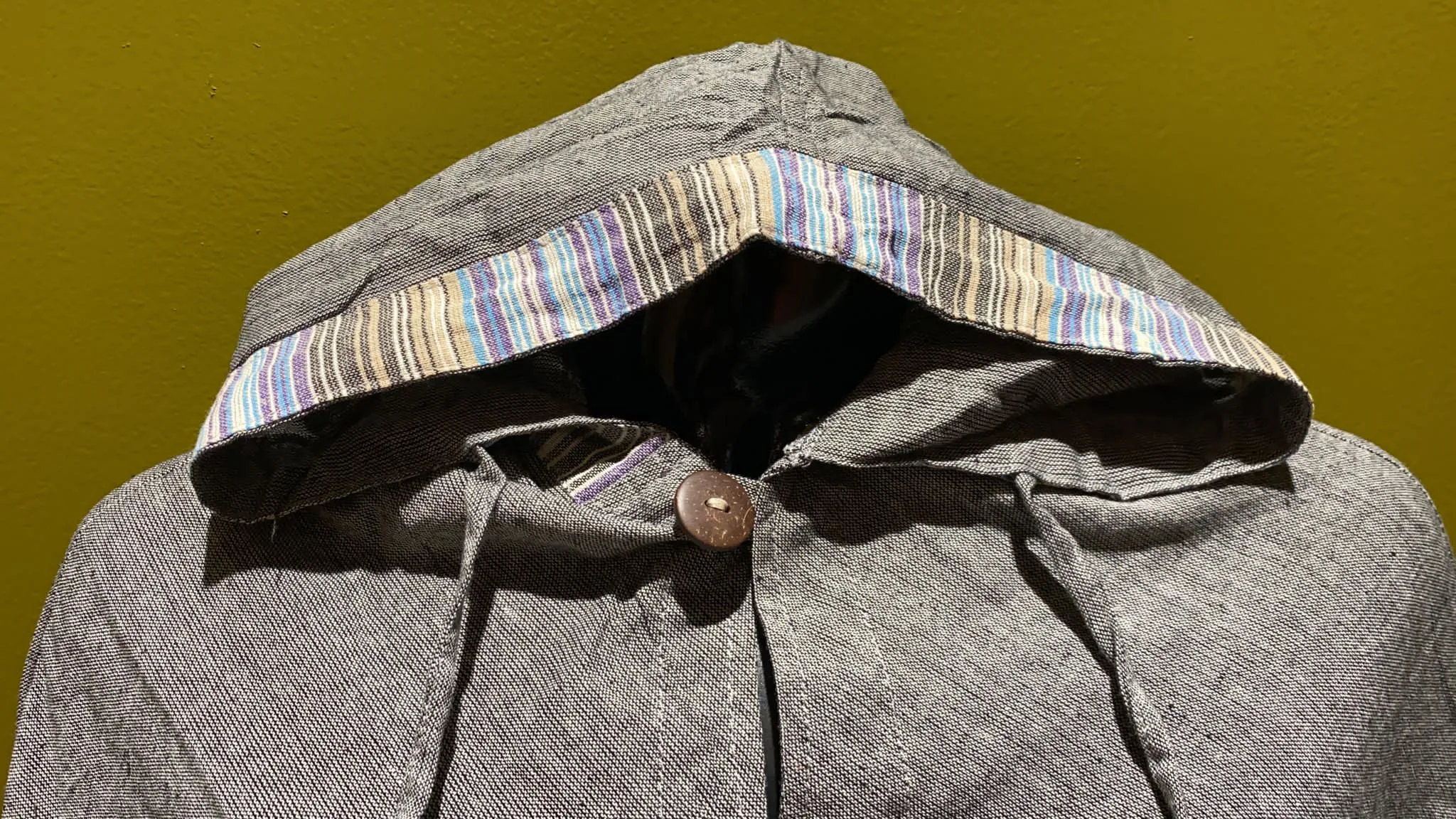 Cotton Diamond-Cut Front Pocket Hoodie Poncho - Solid
