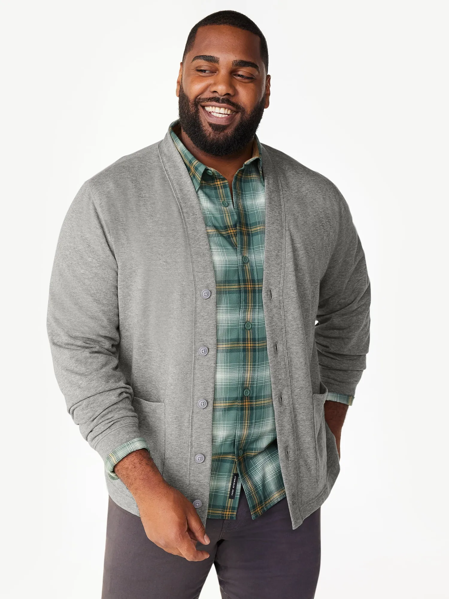 Free Assembly Men's Fleece Cardigan, Sizes XS-3XL
