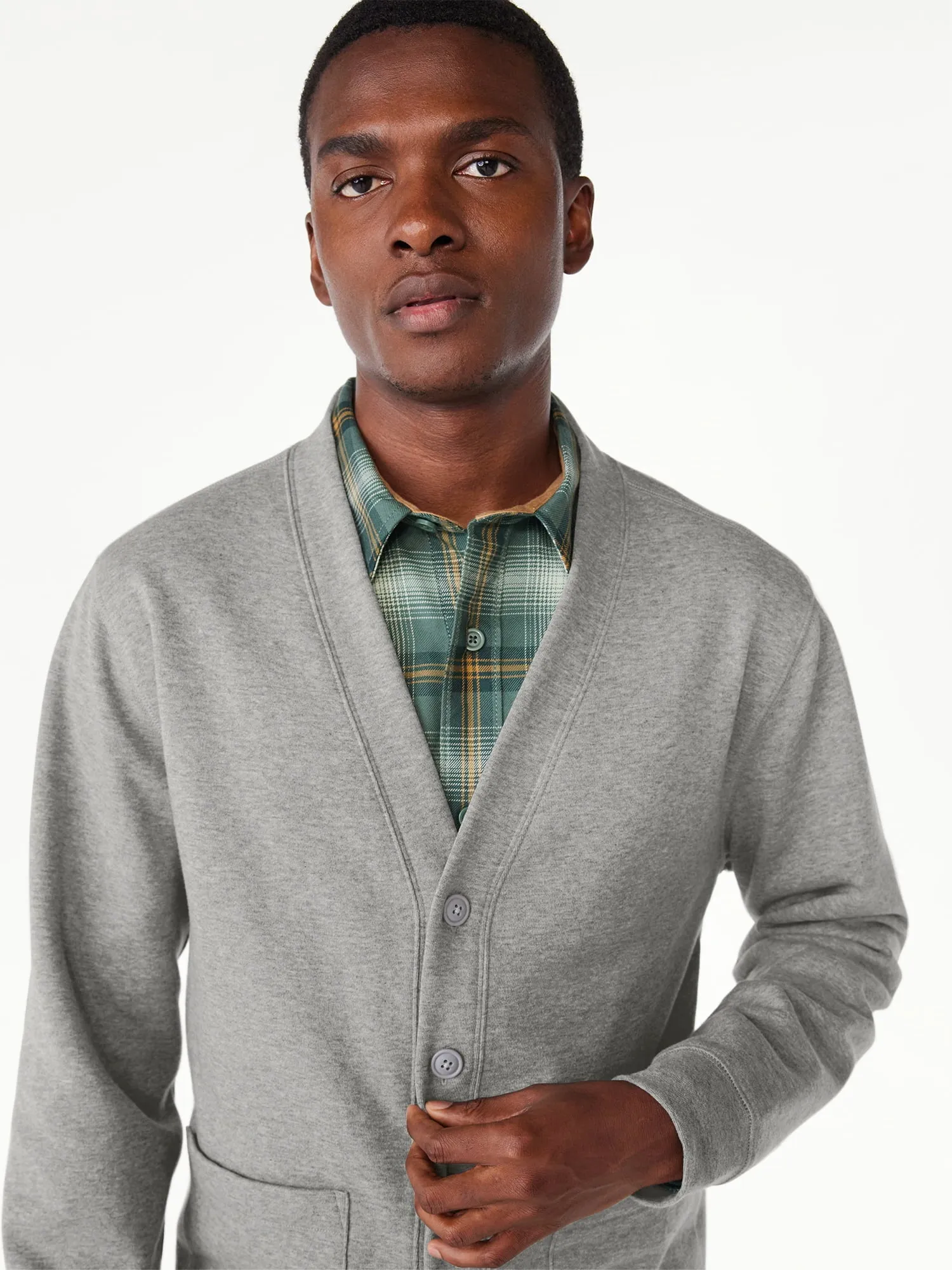 Free Assembly Men's Fleece Cardigan, Sizes XS-3XL