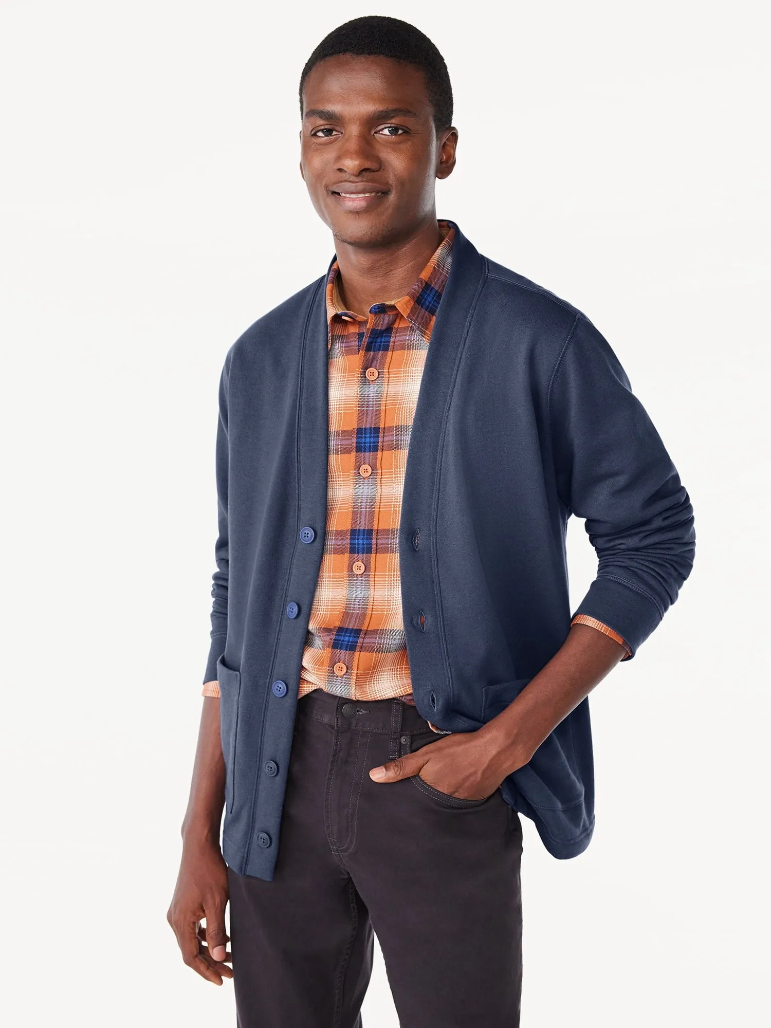 Free Assembly Men's Fleece Cardigan, Sizes XS-3XL