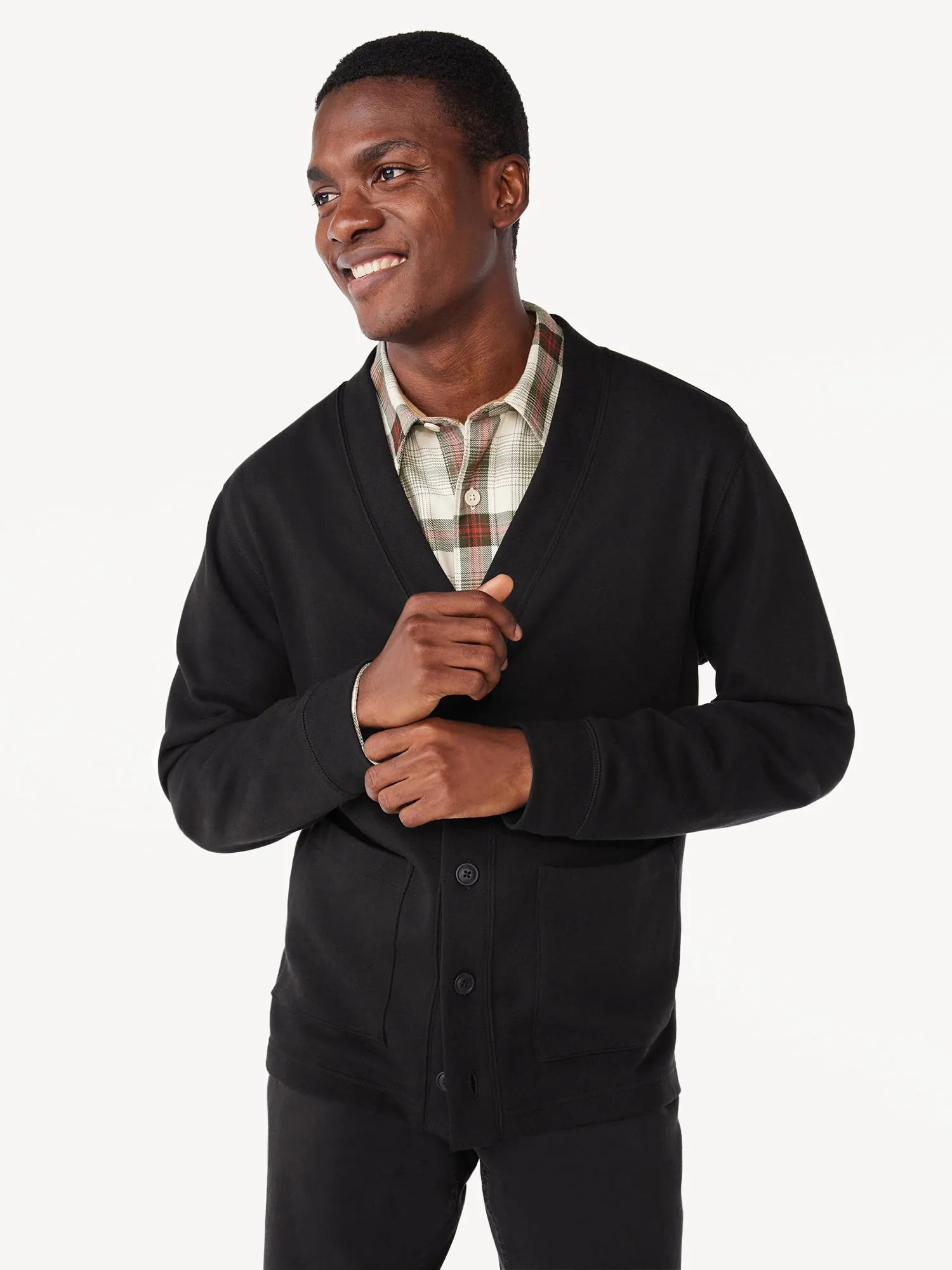 Free Assembly Men's Fleece Cardigan, Sizes XS-3XL