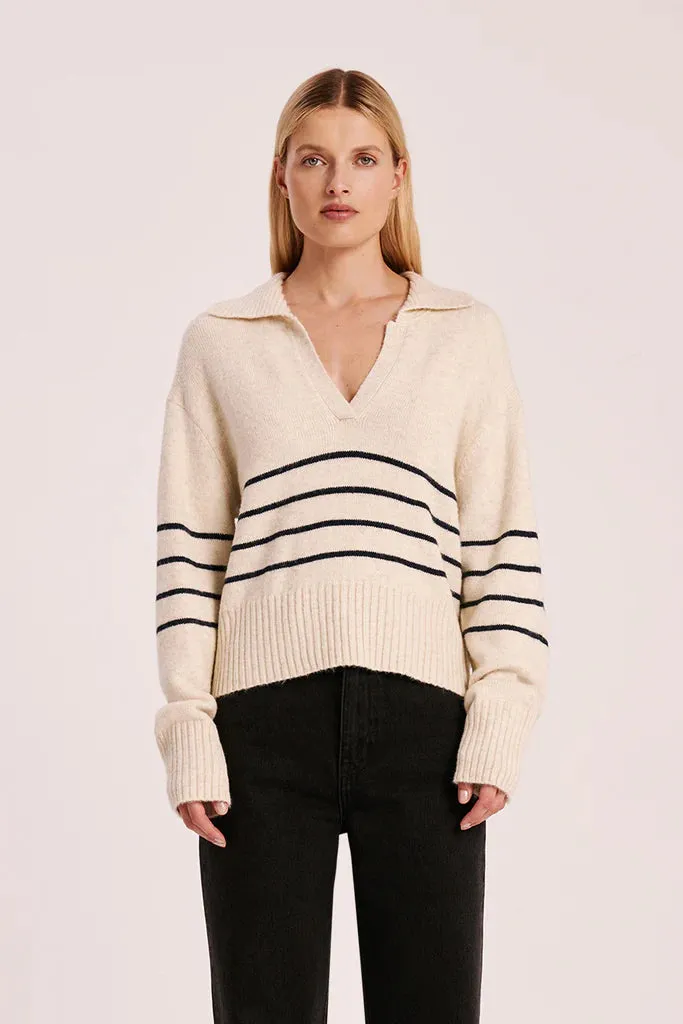 LOGAN RUGBY KNIT | CLOUD STRIPE