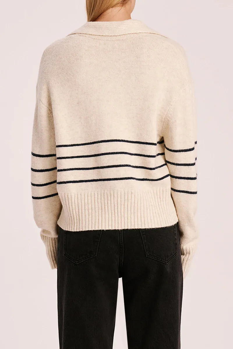 LOGAN RUGBY KNIT | CLOUD STRIPE