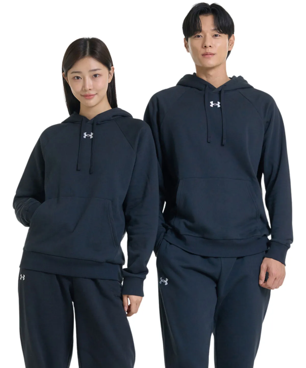 Midnight Navy/White - UA Rival fleece hoodie