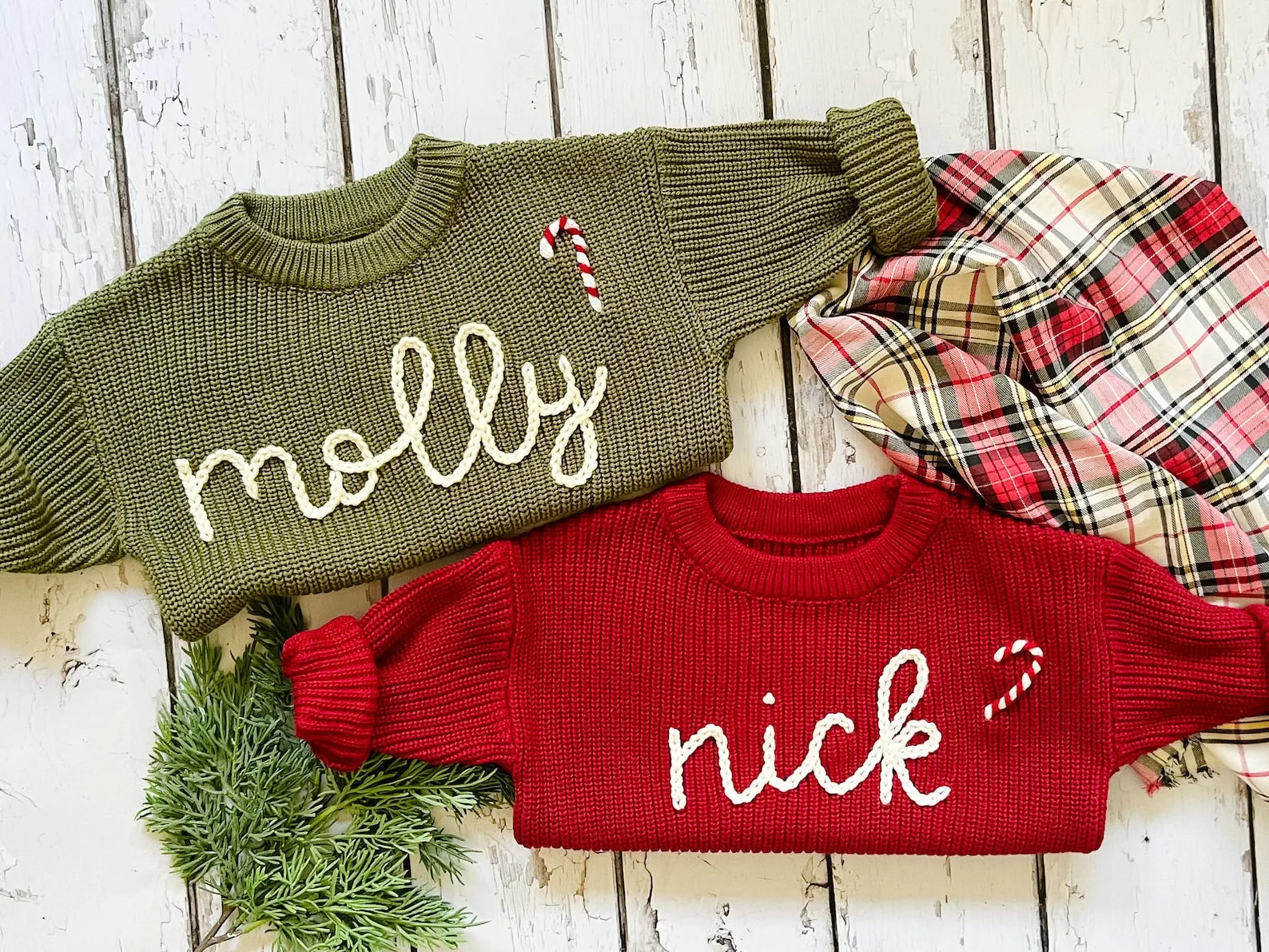 Personalized CHRISTMAS Hand Embroidered Baby and Toddler Sweaters