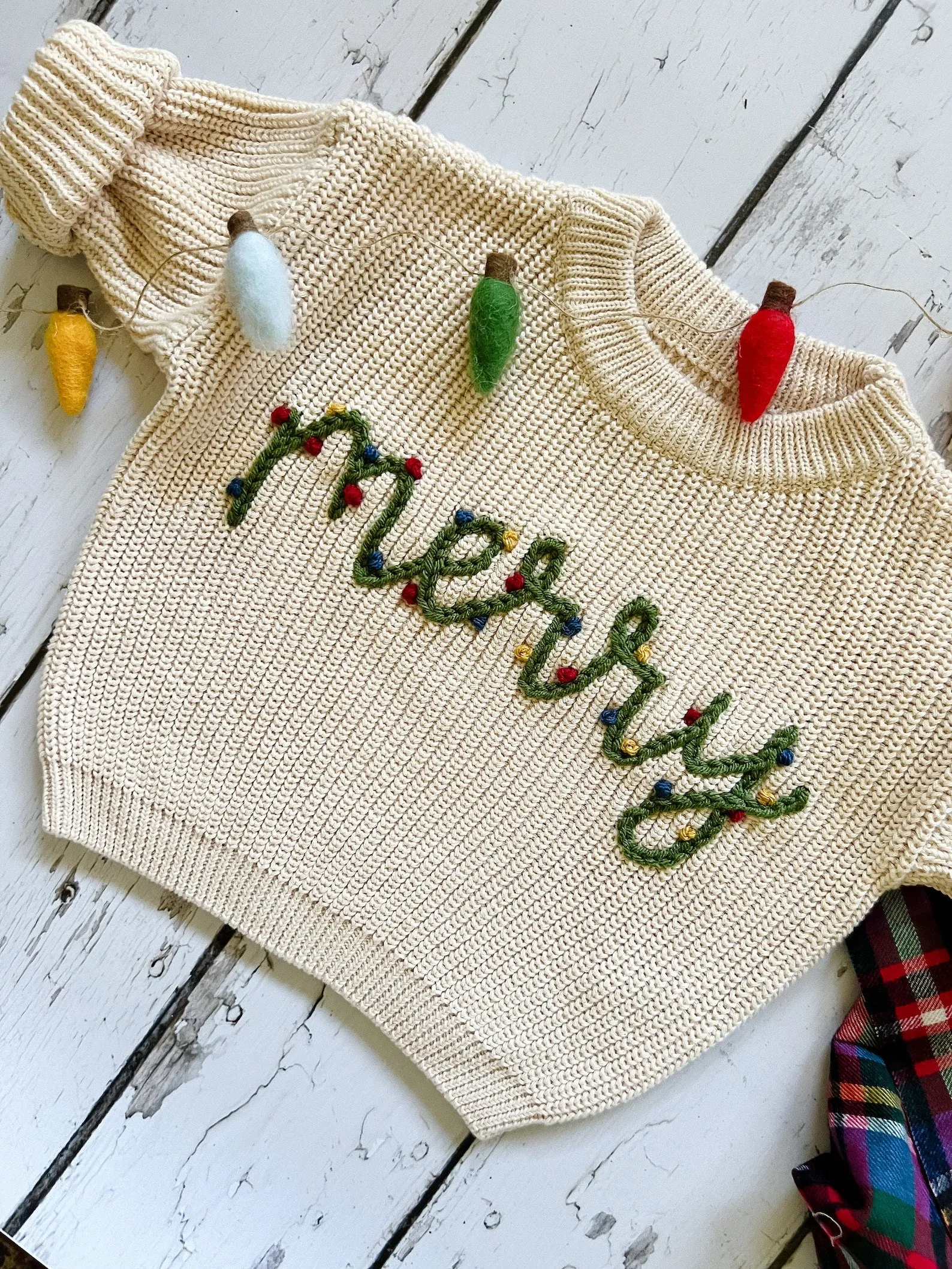 Personalized CHRISTMAS Hand Embroidered Baby and Toddler Sweaters