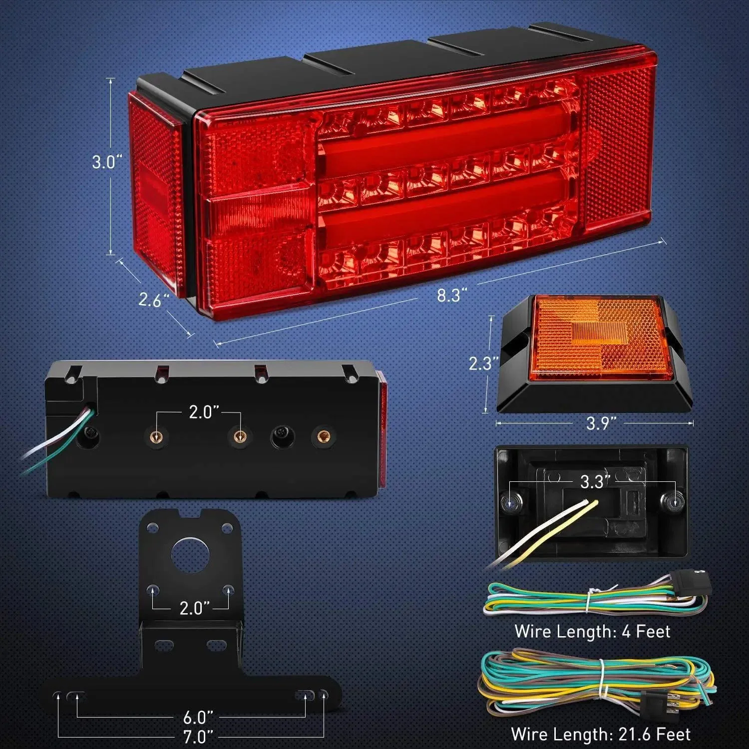 Rectangular LED Trailer Light Kit (Pair)