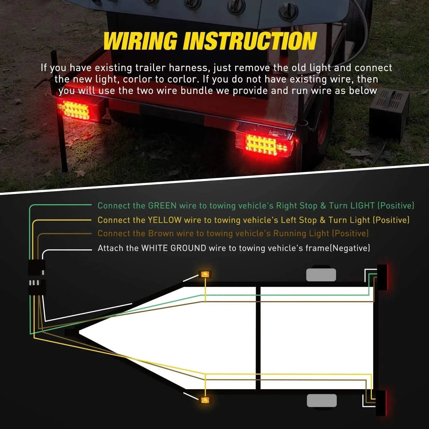 Rectangular LED Trailer Light Kit (Pair)