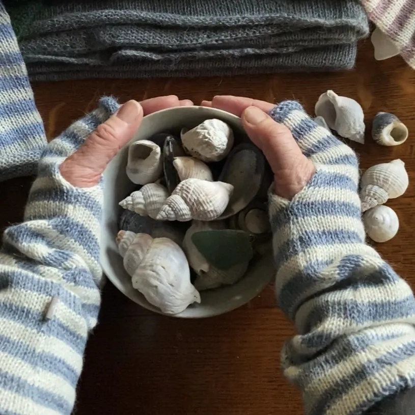 Samantha Holmes Long Alpaca Striped Wrist Warmers