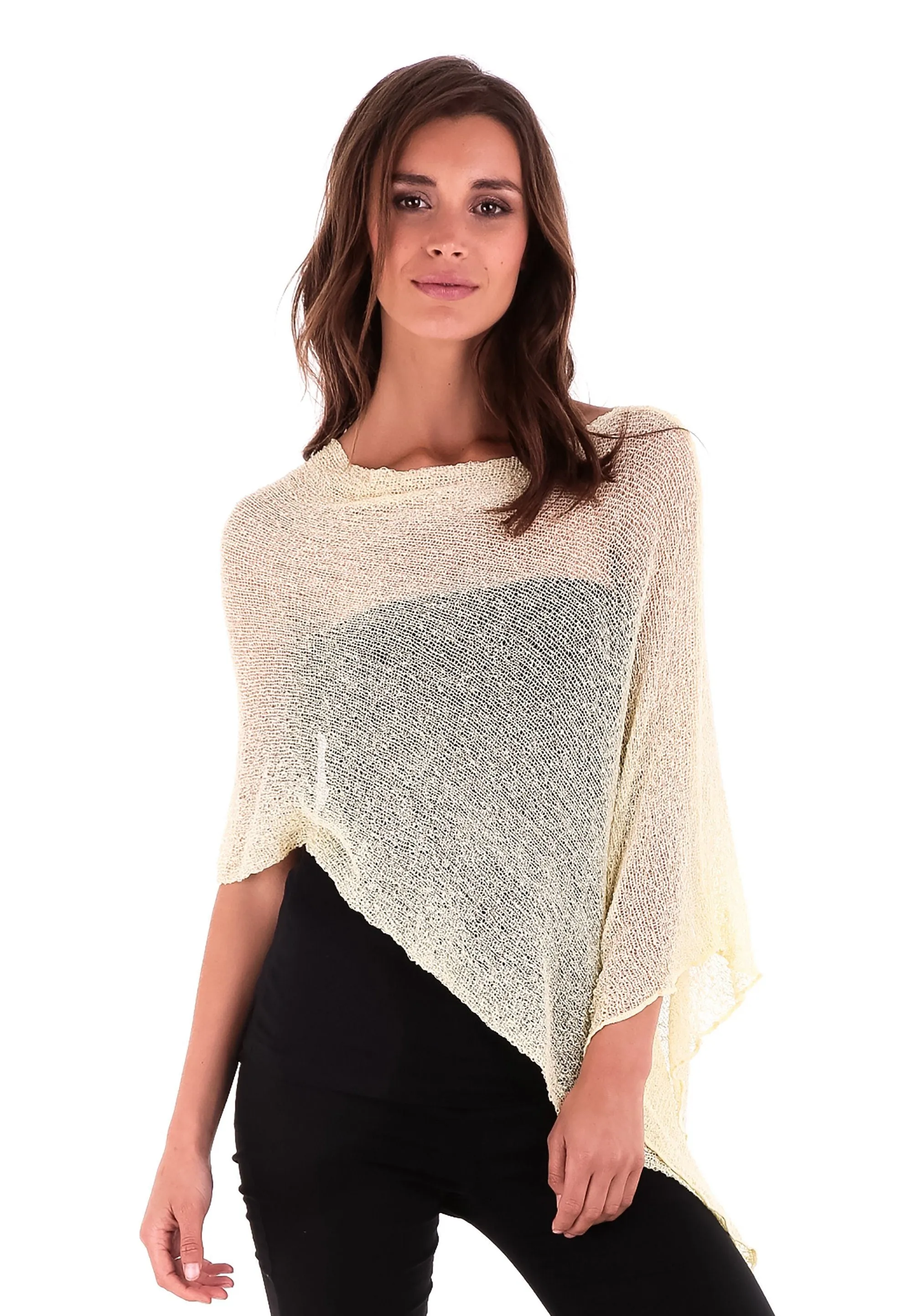 Sheer Knit Poncho Shrug - Lightweight Cover-Up by SHU-SHI