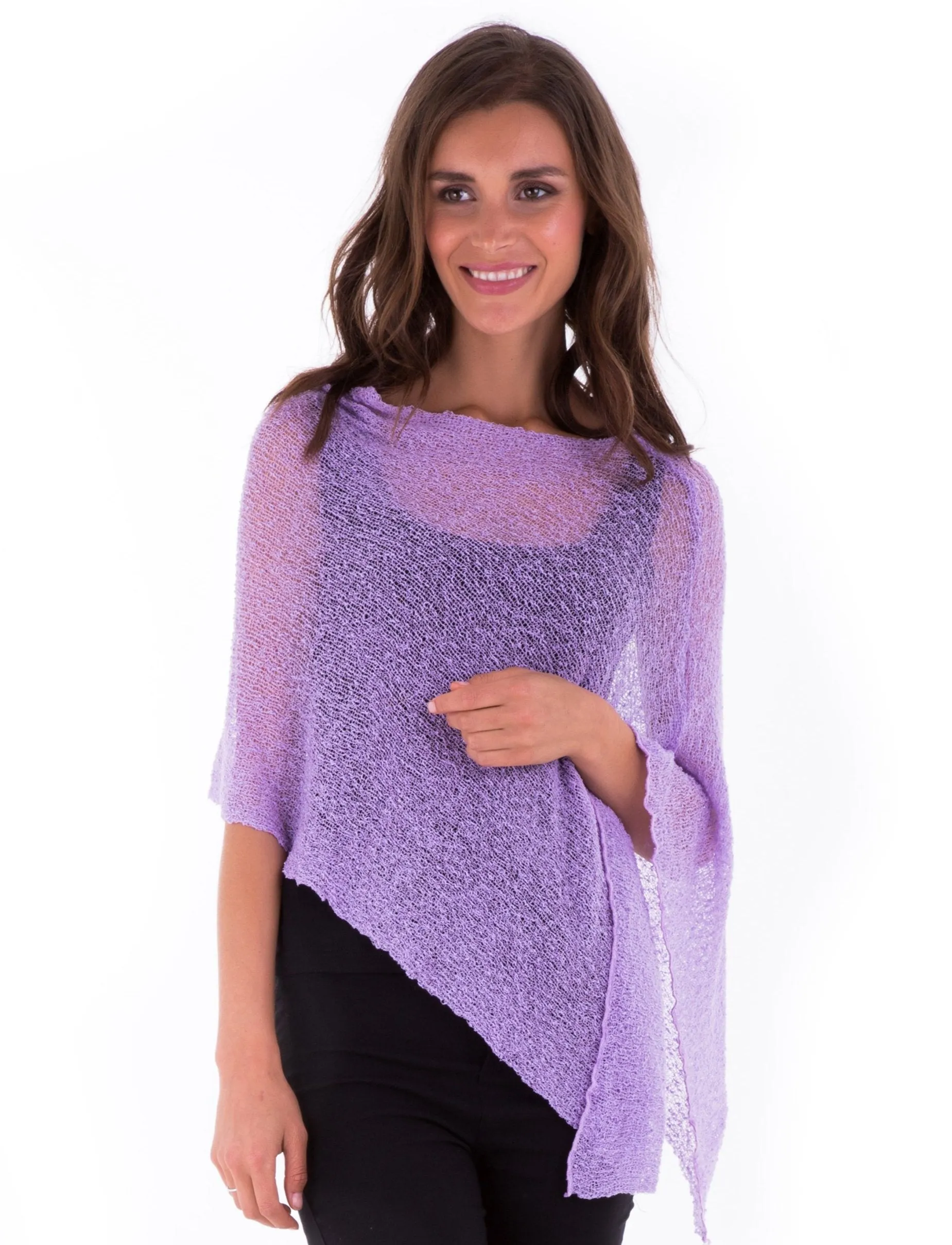 Sheer Knit Poncho Shrug - Lightweight Cover-Up by SHU-SHI