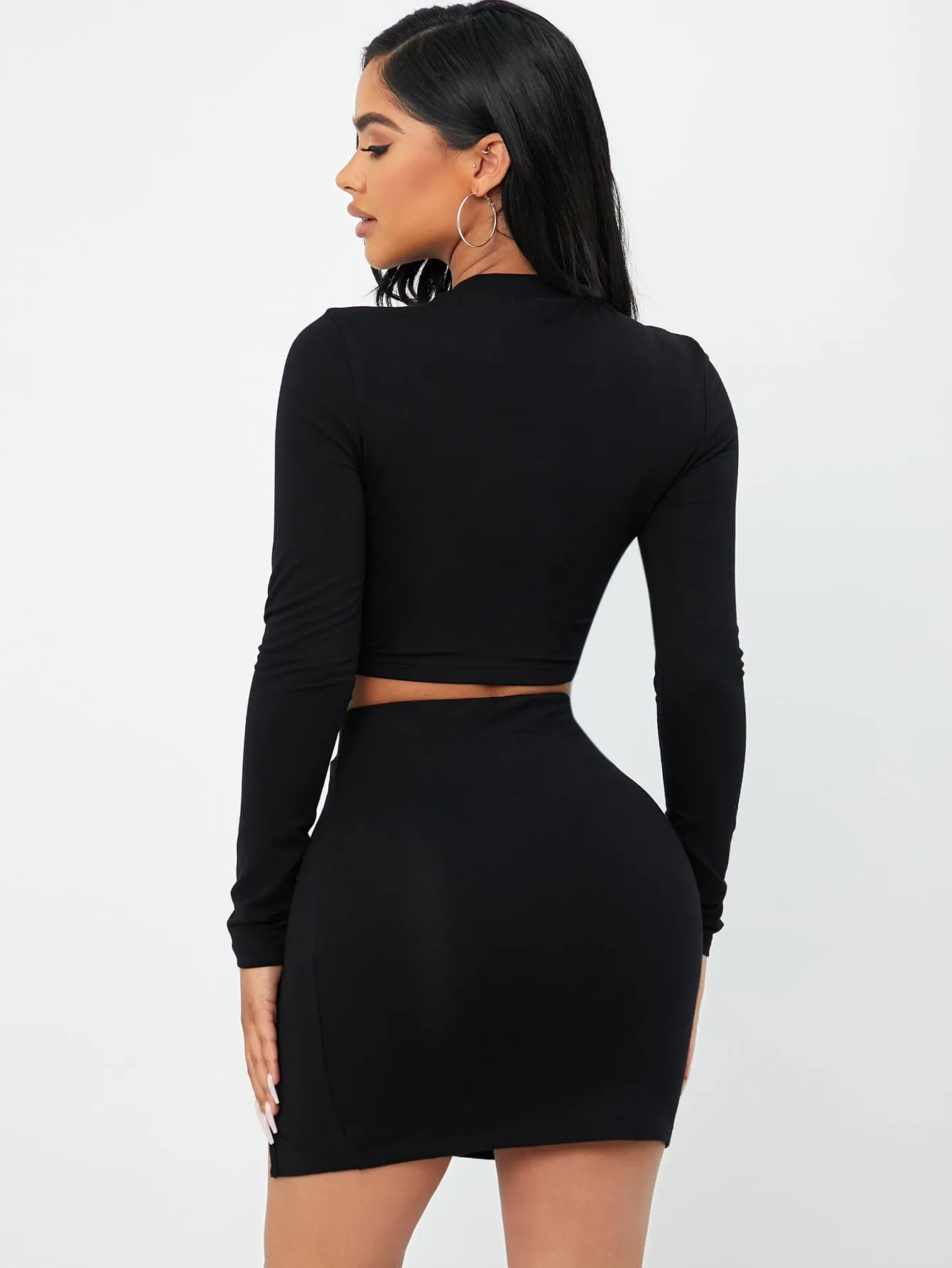 Solid Crop Tee & Split Hem Skirt