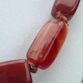 Vintage Carnelian Agate 24 Necklace Womens Chunky Statement Gem Piece
