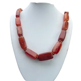 Vintage Carnelian Agate 24 Necklace Womens Chunky Statement Gem Piece