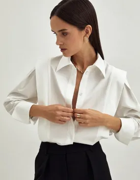 Women's Solid Color Shirt, American Collar